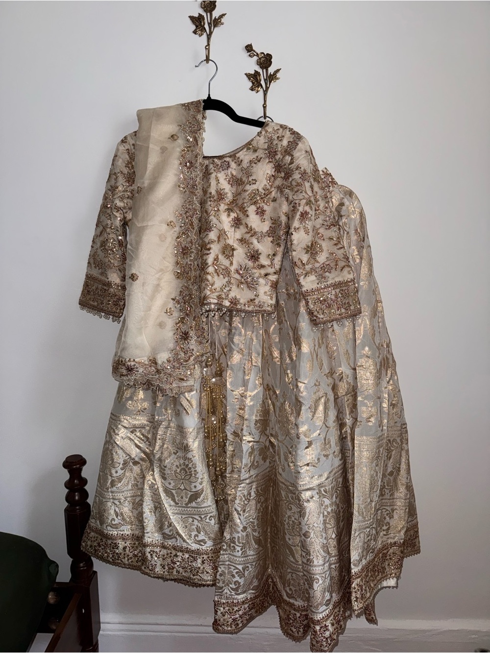 Off-white Gold Embroidered Lehenga